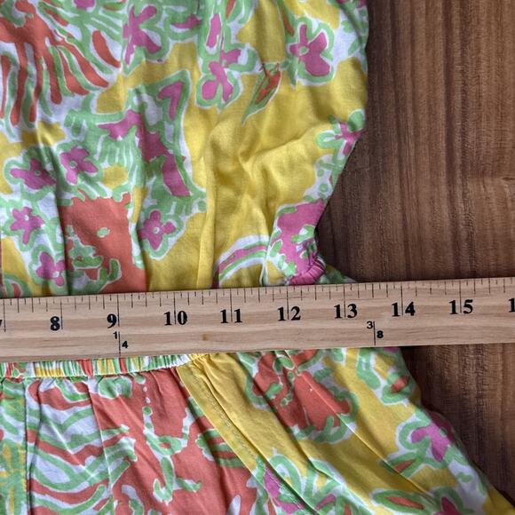 LILLY PULITZER Challis Happy Place Romper SZ Small Tropical Floral Summer Beach - Picture 3 of 5